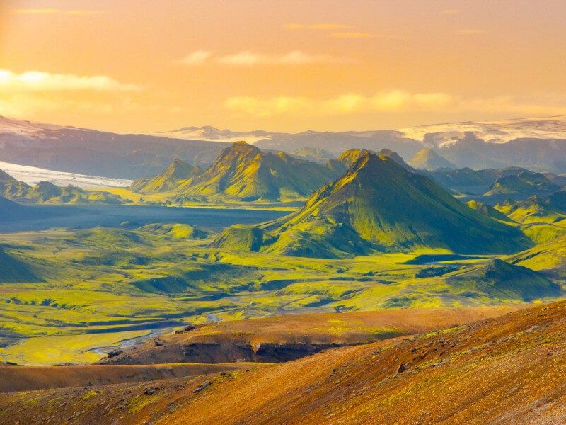 Green mountains of Iceland's highlands