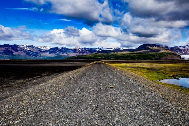 gravel road in iceland with beautiful background