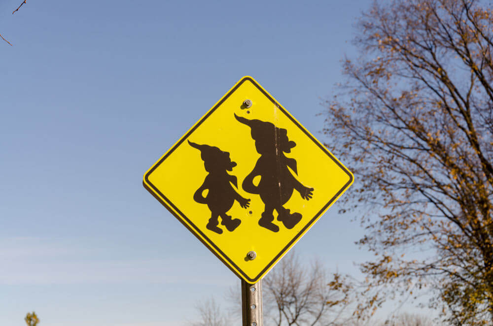 Iceland elves crosswalk street sign