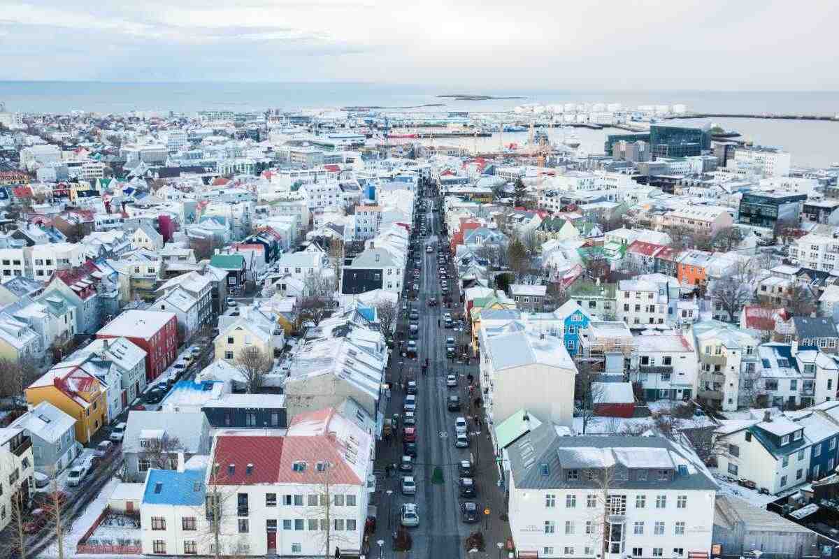 Paved road in Reykjavik city